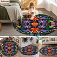 thumbnail image 5 of Round Rugs 4Ft, Mexican Flower Round Area Rug Washable Indoor Throw Carpet, Abstract Colorful Floral Leaf Plant Soft Non Slip Circle Rug for Kitchen Nursery Room Home Decor Aesthetic, 5 of 8