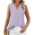 thumbnail image 2 of Otntypg Women's Chiffon Tank Tops Cute Summer Sleeveless V Neck Tunic Blouse Dressy Casual Tops Office Work Shirts Purple XXL, 2 of 6