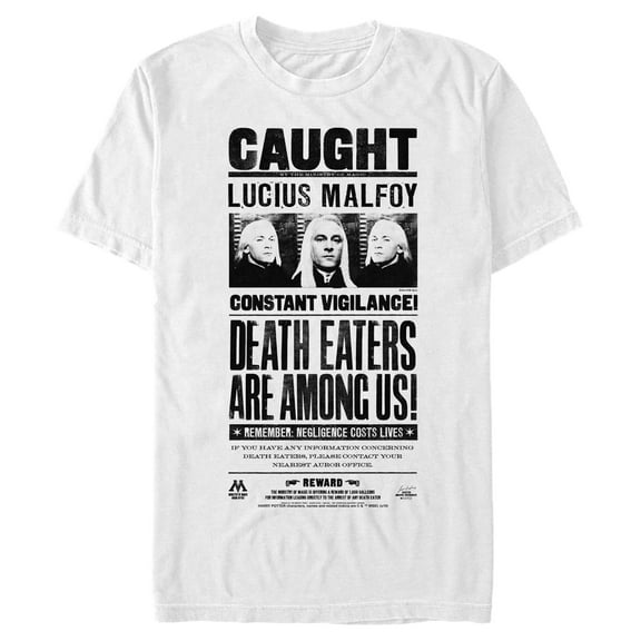 Men's Harry Potter Lucius Malfoy Caught Poster  Graphic Tee White 3X Large