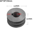 thumbnail image 1 of Chendee V-Belt Pulley A Type Double Slot Pulley Motor Cast Iron Dia Power Tool Accessory,64X30X24Mm, 1 of 9