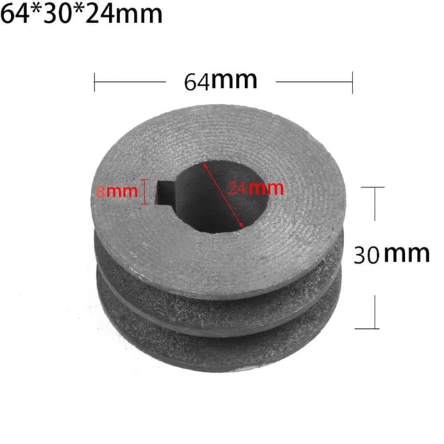 Chendee V-Belt Pulley A Type Double Slot Pulley Motor Cast Iron Dia Power Tool Accessory,64X30X24Mm