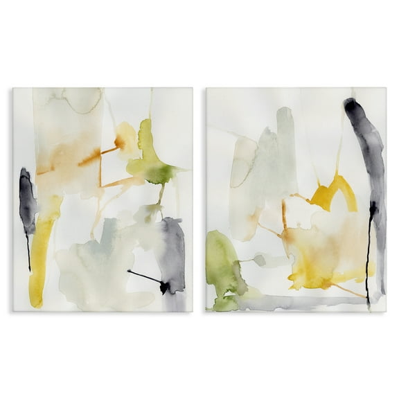 Stupell Industries Watercolor Paint Drips Abstract Painting Wrapped Canvas Art Print Wall Art, 16 x 20, Set of 2