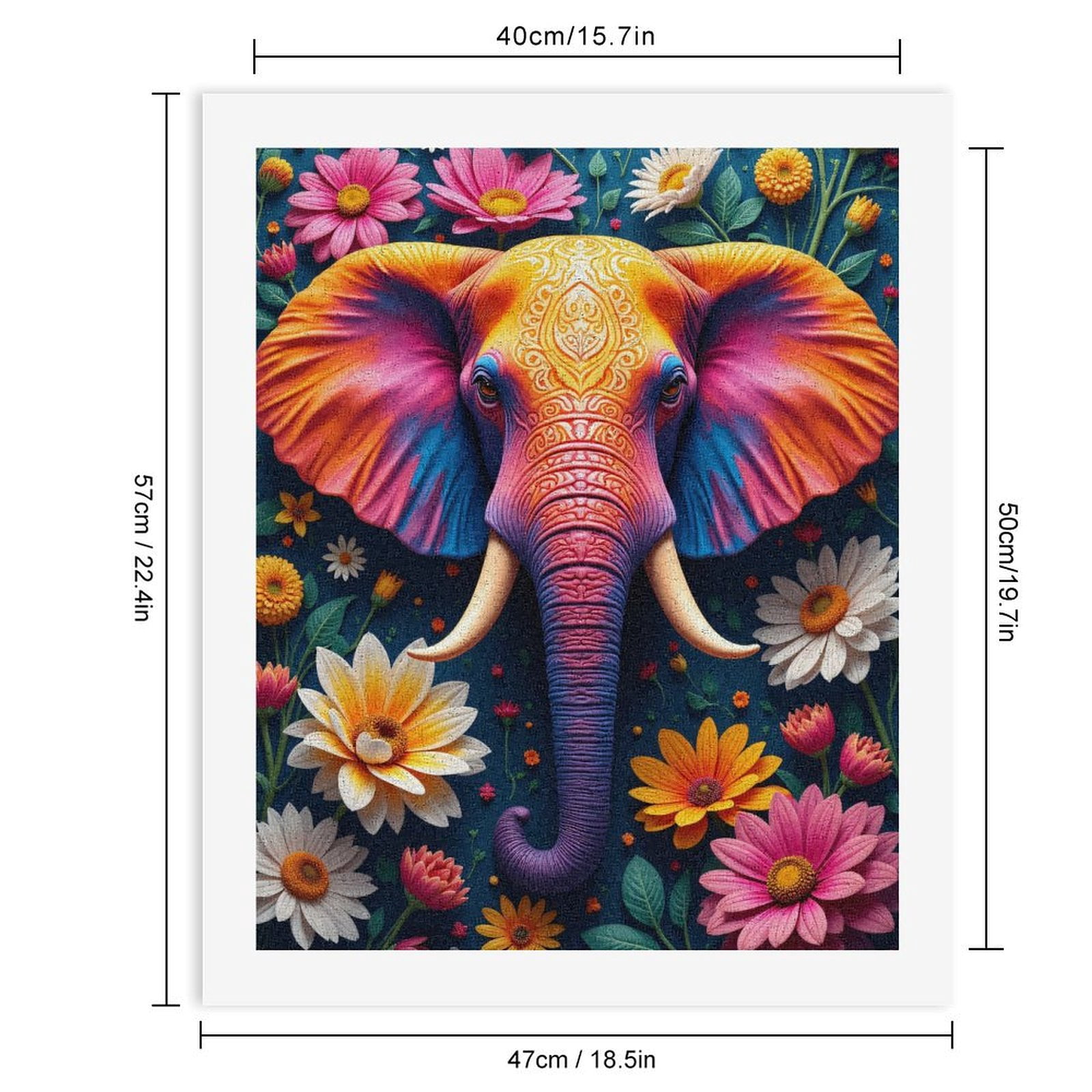 Paint By Numbers Kit for Adults Beginner - Colorful Elephant Floral Art DIY Canvas Painting Kits for Adults, Frameless Paint By Number for Adults for Home Wall Decor 16x20 Inch