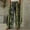 #094-Green, variant on Women's Printed Straight Wide Leg Pants with Pockets, Retro Design, Loose Fit for Daily Casual Wear