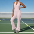 thumbnail image 6 of Savings EGNMCR Womens Flare Jumpsuit with Bra Tummy Control Cutout Romper Workout Outfit Sleeveless Unitard One Piece Backless Bodysuit, 6 of 7