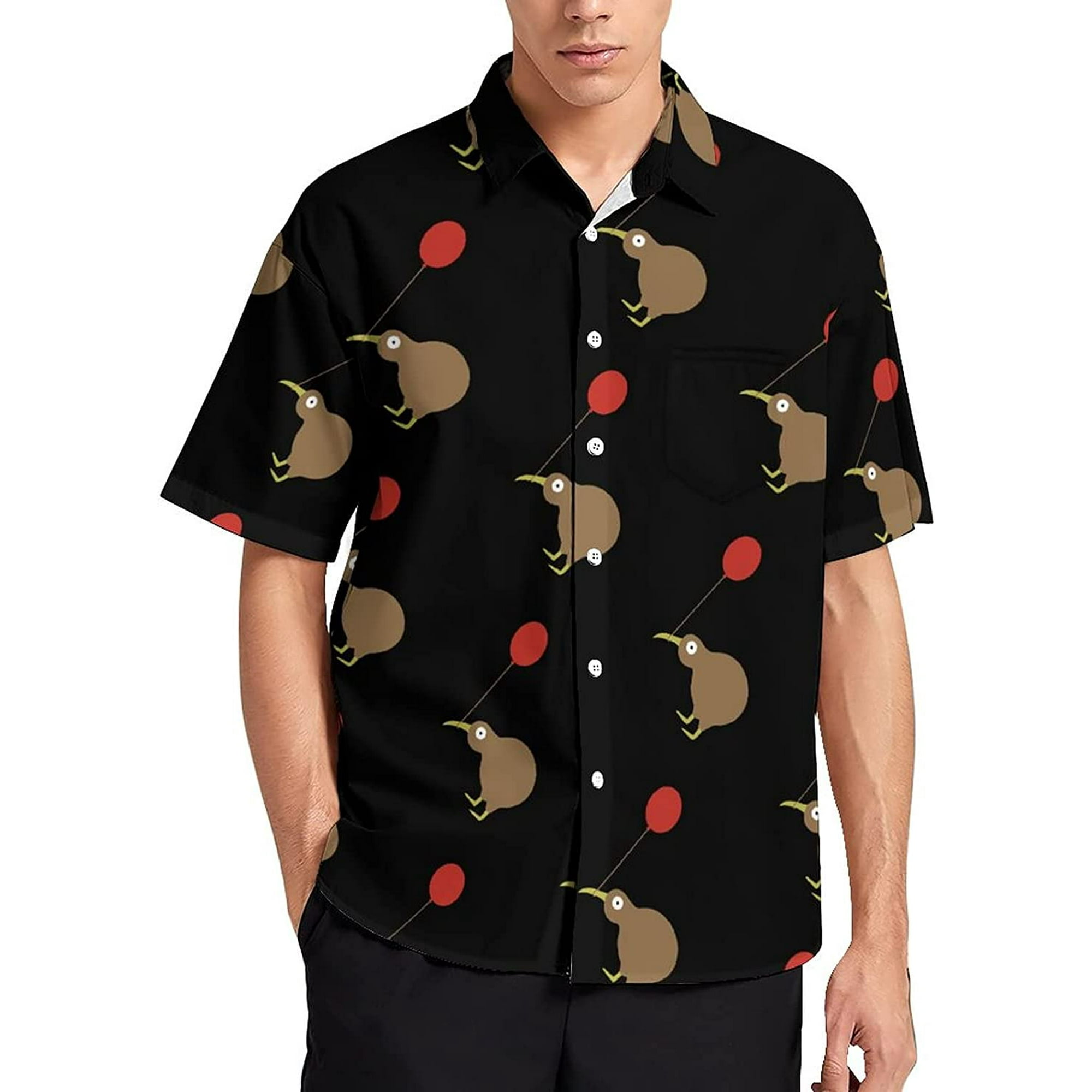 Kiwi Bird Men's Shirt Button Down Short Sleeve Hawaiian Shirts Top