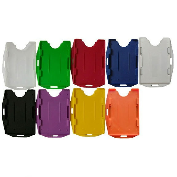 SagaSave Hard Plastic ID Card Holder Badge Holders Vertical/Horizontal Double Sided for 2 Cards