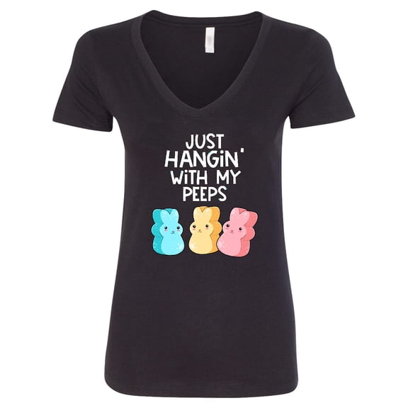Inktastic Easter Hangin' with My Peeps Women's V-Neck T-Shirt