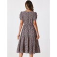 thumbnail image 4 of DARING DIVA Women's Floral Puff Short Sleeves Midi Dresses S Black, 4 of 6