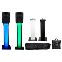 (2) Rockville RPG10 10" Powered 600 Watt 2-Way DJ Speakers Totem Style Stands