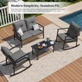 thumbnail image 2 of Deersky 4 Pieces Outdoor Patio Furniture Set with 2 All-Weather Wicker Rocking Chairs, Loveseat and Coffee Table, Easy Assembly for Balcony, Porch, Backyard, 2 of 9