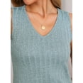 thumbnail image 4 of DARING DIVA Women's Pajamas Loungewear Knit V Neck Tank Tops with Pants Set Blue L, 4 of 6