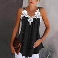 thumbnail image 2 of QLEICOM Womens Summer Tops Oversized T-shirts V-Neck Patchwork Print Lace Short Camis Vest Casual Loose Tunic Tank Tops Women Shirts Blouses Black L, 2 of 6