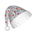 thumbnail image 2 of KLL Christmas Hats for Adults Plush Tulips Flowers Print Santa Hat Xmas Fluffy Santa Claus Hat for Women Men, 2 of 6