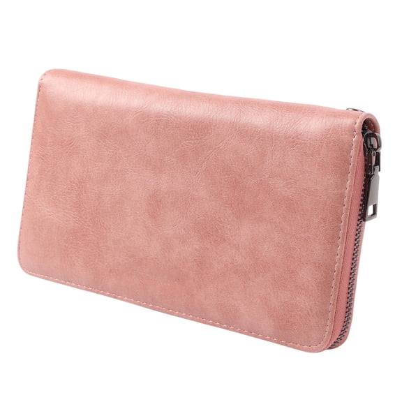 YAHHU Long Pink RFID‑Blocking PU Leather Wallet with Carrying Strap – Secure Card Slots, Large Bill Pocket, Anti‑Theft Shielding