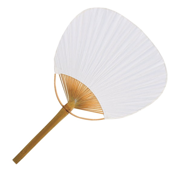 White Bamboo Paddle Fans (6Pc) - Party Supplies - 6 Pieces