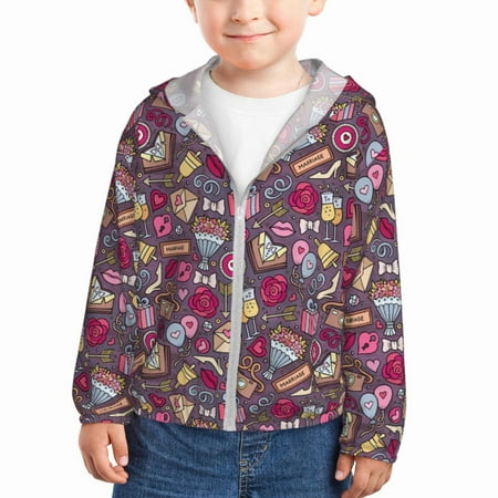 

Lukts Doodles Wedding Print Children s Long-Sleeved Sun Protection Clothing Hooded Sweatshirts for Boys and Girls Outdoor Sports-3 Years