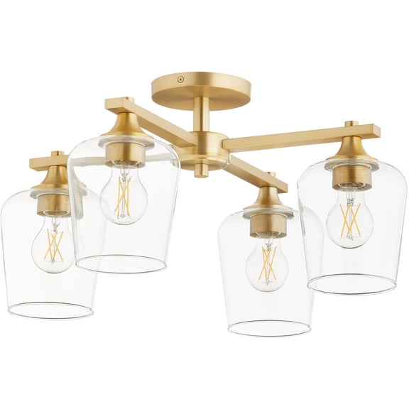 358-4-80-Quorum Lighting-Veno - 4 Light Flush Mount In contemporary Style-11.25 Inches Tall and 22 Inches Wide-Aged Brass Finish