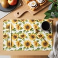 thumbnail image 2 of Sunflower Placemats Set of 6 Watercolor Summer Botanical Yellow Place Mats Indoor Wipeable Table Mats Washable Cloth Dining Table Placemats for Kitchen Holiday Party Home Decor 13x19 Inch, 2 of 9