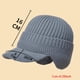 thumbnail image 3 of Gorro de invierno para hombre con visera y orejeras, tejido grueso con forro de felpa y calaveras, resistente al viento, color vino tinto, 3 of 6