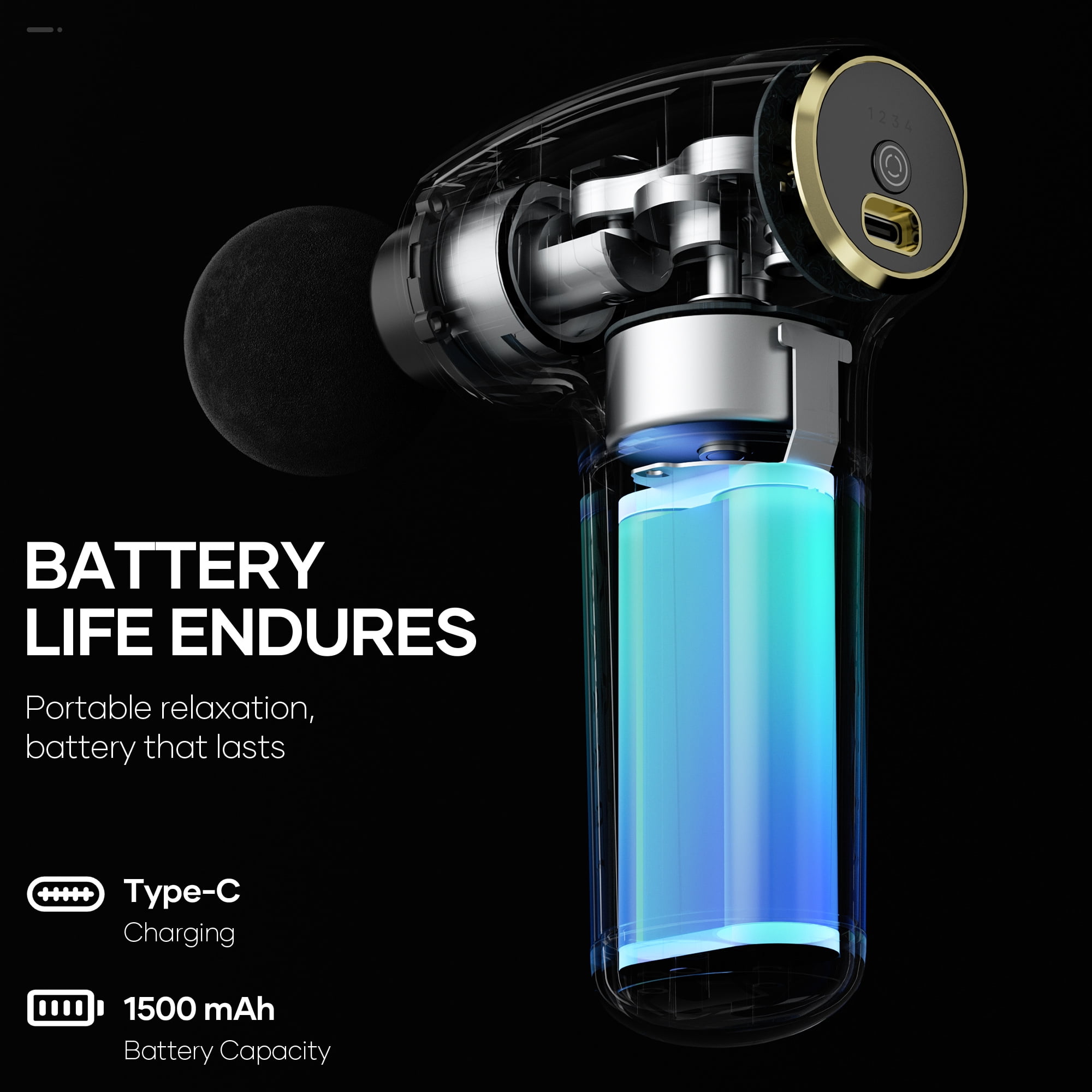 MARNUR Mini Massage Gun with Brushless Motor Portable Handheld Deep Tissue Massager, Light  & Quiet For Premium Neck Back & Muscle Relief,  Black