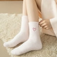 thumbnail image 6 of Yuanlong Womens Mid-Calf Socks 5-Piece Fuzzy Plush Heart Embroidery Crew Socks Warm Cute Winter Daily Comfortable Socks, 6 of 9