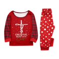 thumbnail image 4 of Yuaguia Red Matching Family Christmas Pajamas Sets, Holiday Tree Graphic Lettering Tops, Buffalo Plaid Raglan Long Sleeves, Snow Dot Pants Sleepwear for Women, Men, Kids, Baby, 4 of 8
