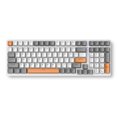 thumbnail image 1 of [Se ha subido el video] (Eje ​​Naranja Blanco-Rojo) Teclado K3 980 Gaming 100 teclas Teclado computadora para juegos oficina electrónicos personalizado (Naranja Blanco) (eje rojo), 1 of 9