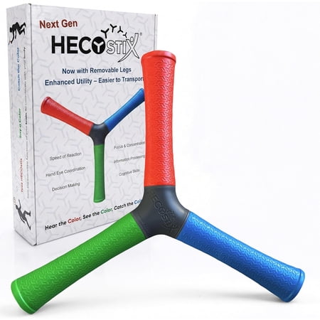 HECOstix Hand-Eye Coordination Trainer (Red/Green/Blue) – Reaction Time & Reflex Tool with Removable Legs | Improves Agility, Focus, & Multisensory Skills | Sports, Fitness, & Fun | All Ages