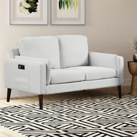 Lifestyle Solutions - Nerd Loveseat with Power and USB ports - Light Grey