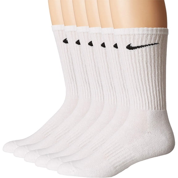 Nike Cotton Crew Socks 6 Pack - White - L