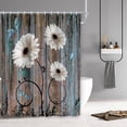 thumbnail image 3 of Rustic Floral Shower Curtain,White Daisy Flower Dragonfly on Country Wooden Bathroom Curtain,Farmhouse Flower Shower Curtains Set,French Countryside Shower Curtain for Bathroom Decor 60X72in, 3 of 6