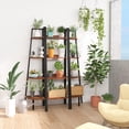 thumbnail image 3 of Ladder Shelf, 4 Tier Tall Ladder Bookshelf Corner Shelf, Industrial Book Shelf Ladder Bookcase Narrow, Standing Storage Shelves Display Shelf for Bedroom Living Room Office Kitchen Bathroom, 3 of 6