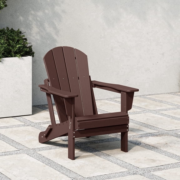 WestinTrends Malibu Outdoor Folding HDPE Adirondack Deck Chair - Patio & Outdoor Lounge, Weather‑Resistant, Dark Brown