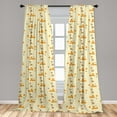 thumbnail image 4 of Ambesonne Summer Curtains, Swarm Bees and Hive Shapes, Pair of 28"x84", Cream Marigold and Orange, 4 of 4