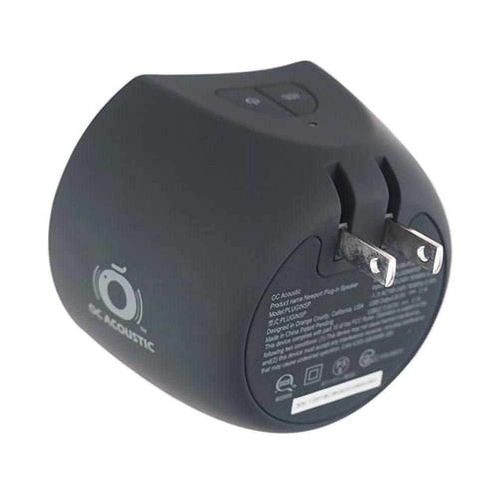 OC Acoustic Newport Plug-in Outlet Wireless Bluetooth Speaker with Built-in USB Type-A Charging (Black)