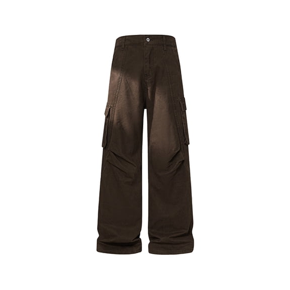 BRGZLK Mens Cargo Pants Wide Straight Leg High Waist Outdoor Loose Fit Pants With Pockets Casual Soft Climbing Hiking Trousers