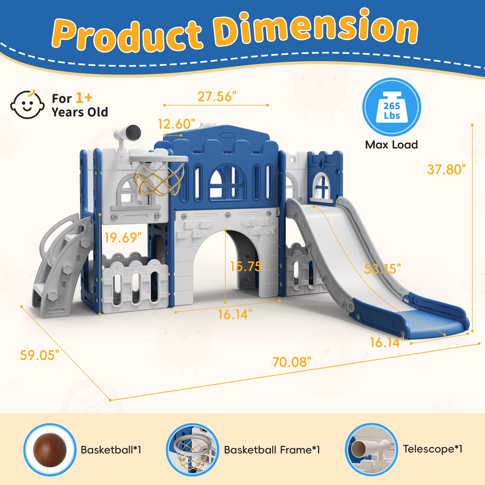 WFUN 9-in-1 Toddler Slide Playset, Indoor Outdoor Playground for