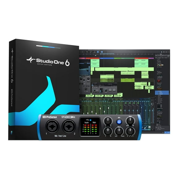 PreSonus Studio 24c 2x2, 192 kHz, Interface Audio USB avec Studio un Artiste et Capable Live Lite DAW Logiciel d'Enregistrement