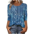 thumbnail image 2 of Spring Tops For Women Plus Size Crew Neck 3/4 length SleevePrnited Dressy Pullover Lightweight Tops Blouses Summer Workout Going Out Shirts for Women, 2 of 6