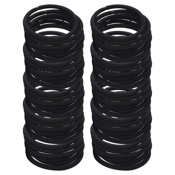 BRIGHTFUFU 50pcs bandas de goma de nylon de alta elasticidad cola de caballo titular de lazos de pelo cuerda para adultos niños (negro)