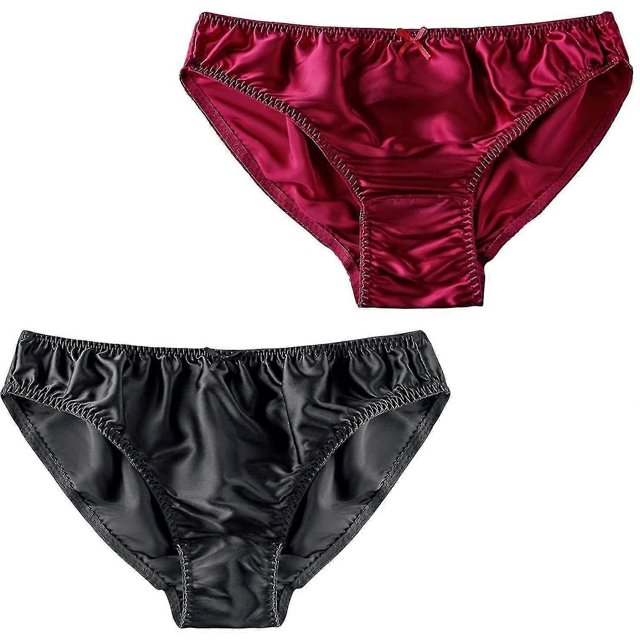 Women's Mulberry Silk Panties Silk Sexy Bikini Silk Briefs Satin Underwear 2pcs SX