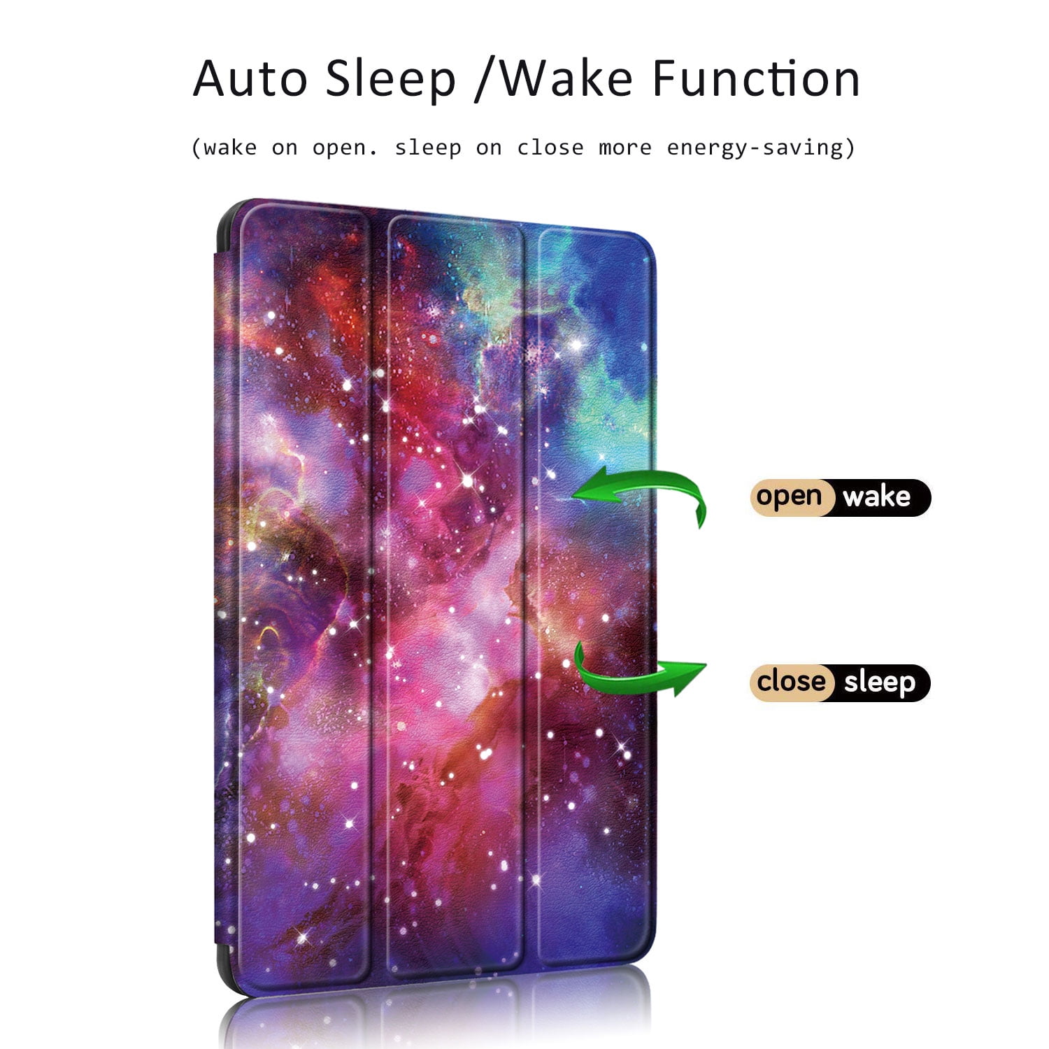 Allytech iPad 10.2 Case with Pencil Holder, iPad 8th 7th Generation Case Cover, Ultra Slim Folding Stand Smart Shell Auto Sleep Wake Shockproof TPU Back Cover for Apple iPad 10.2, Galaxy