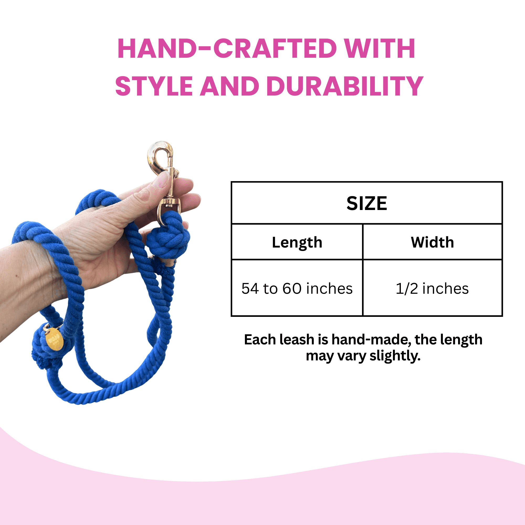 Glow Pups 5 Foot Rope Boho Chic Dog Standard Leash, Blue