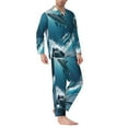 thumbnail image 2 of Sikiie Ice Blue Ocean Cute Dolphin A Mens Pajama Set, Soft Warm Long Sleeve Sleepwear, Cozy Button-Down Pjs for Men-, 2 of 7