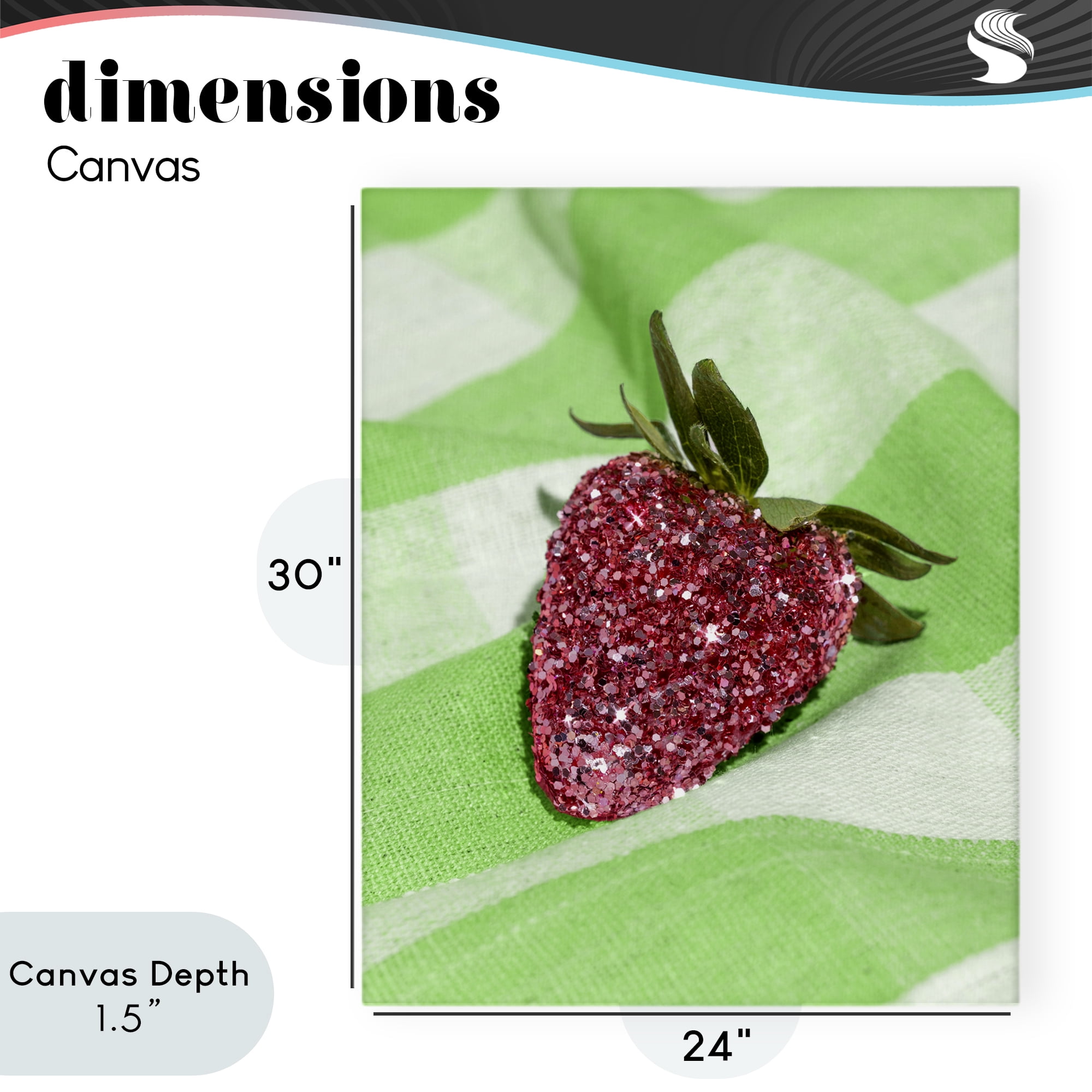 Stupell Industries Glimmer Strawberry on Green Canvas Wall Art, design by LISH Creative