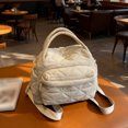 thumbnail image 3 of HUISZJ Women Nylon Quilted Shoulder Bag, Adjustable Strap Crossbody Bag, Trendy Backpack for Work Shopping Travel (White), 3 of 10