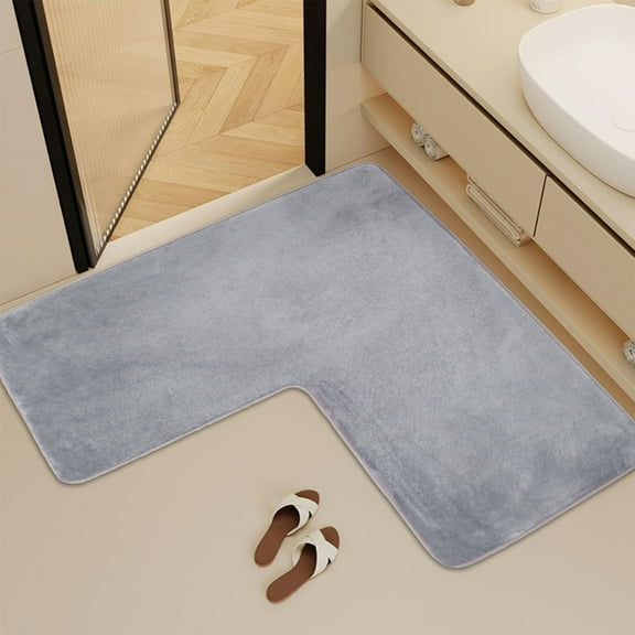Xhegex L-Shaped Corner Bathroom Floor Mat, Soft Absorbent Non-Slip Bathroom Carpet, Perfect for Bathroom, Bedroom, Kitchen, and Living Room Use