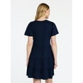 thumbnail image 4 of Time and Tru Women's and Women’s Plus Cotton Swing Dress with Short Sleeves, Sizes XS-4X, 4 of 6