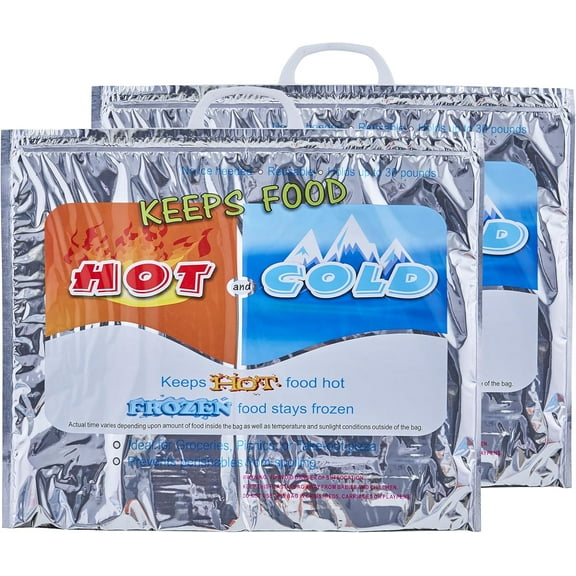 Superio Hot and Cold Insulated Bags for Food Delivery, Grocery Shopping Bags, Food Storage for Hot and Frozen Food for Travel, Disposable Cooler Bag, Reinforced Thermal Lunch Bag (2, 19"x5.5"x15.5")